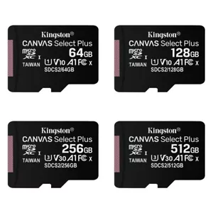 Tarjeta de memoria Micro SD 100 Mb/s Kingston Canvas Select Plus 64 GB 128 GB 256 GB - Imagen 1 de 9