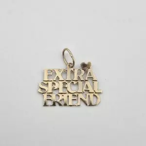 14K Yellow Gold Flat & Polished EXTRA SPECIAL FRIEND Openwork Pendant Charm - Picture 1 of 8
