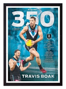 Framed 2024 Port Adelaide Power AFL Poster - Travis Boak 350 Games - 45 x 32cm - Picture 1 of 4