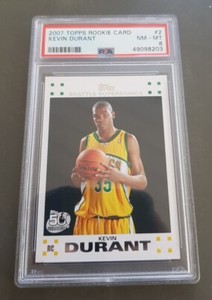KEVIN DURANT NBA ROOKIE CARD TOPPS 2007-08 RC # 2 THUNDER WARRIORS SUNS PSA 8