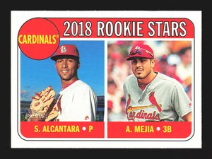 2018 Topps Heritage #14 Alex Mejia / Sandy Alcantara RC    St. Louis Cardinals