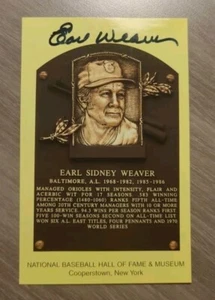 EARL WEAVER Signed AUTO Hall Of Fame Plaque Postcard Orioles 1996 Cancellation - Picture 1 of 3