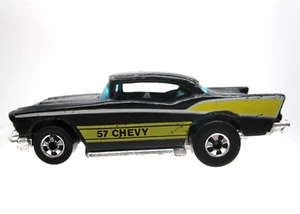 Vtg 1976 Hot Wheels Blackwalls '57 Chevy Black Mainline Diecast Toy Car 1:64 HK - Picture 1 of 10