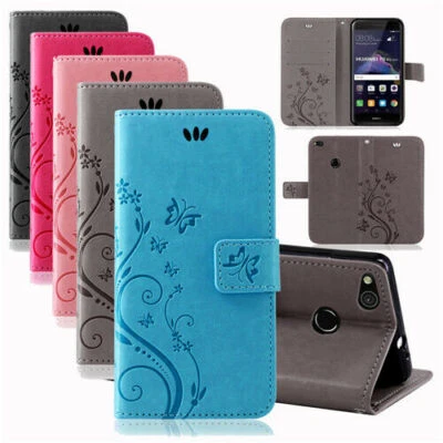 Huawei Handy Tasche Handyhülle Schutz Hülle Blumen Flip Cover Buch Case Etui - Bild 1 von 4