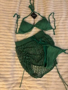 Zaful Green Bathing Suit Two Piece Bikini With Cover Up - Picture 1 of 3