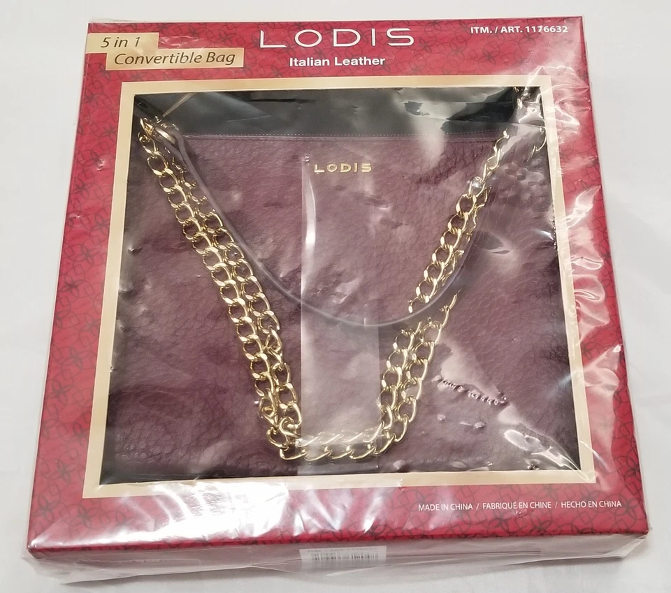 LODIS Emily 5 in 1 Convertible Crossbody Wine Handbag Italian Leather