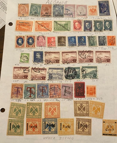 70 Albania Stamps on 2 Album Pages Many Mint Cover