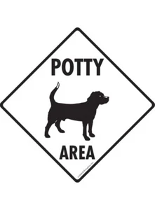 Potty Area Sign - Dog Image Exterior Rustproof Aluminum Sign or Vinyl Sticker - Picture 1 of 6