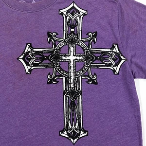 VTG RAW STATE Redemption T-Shirt Medium Goth Gothic Blade Wings Y2K purple - Picture 1 of 7