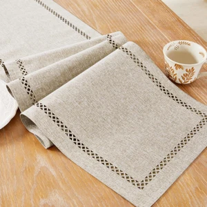 Burlap Style Farmhouse Table Runner 13 X 48 Inch Coffee 48 Inches Long Dresser - Picture 1 of 12