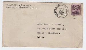 PHILIPPINES 1934 COVER W/ LONG LETTER CAGAYAN TO ADRIAN MICHIGAN - Picture 1 of 3