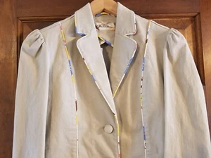 Ben Sherman Womens Small Safari Jacket Khaki 2 Button Orig $139.00 Made in USA - Picture 1 of 12