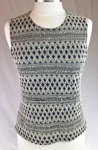 Jaipur Stretch Bluse Damen Gr. Large schwarz weiß ärmellos strukturiert Top  - Bild 1 von 8