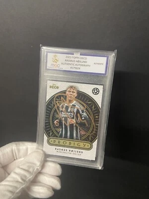 Hand Signed On Card Auto Rasmus Hojlund Topps Deco Prodigy Mgc Authentic - Image 1 of 2