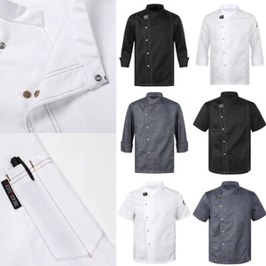Chef Jacket for Men Women Cooking Uniform Chef Coat Hotel Restaurant Work Shirts - Picture 1 of 82