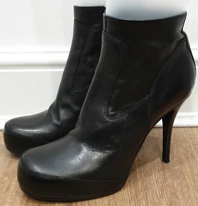 RICK OWENS Black Leather Round Toe Zip Fastened High Stiletto Heel Ankle Boots 3 - Picture 1 of 12