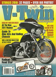 V-TWIN Magazine November 2010 Motorcycle magazine Road Star 2011 Harley  - Picture 1 of 2