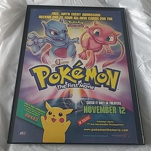 Pokémon The First Movie Mew And Mewtwo Print Ad Framed 2000 8.5X11 - Picture 1 of 1