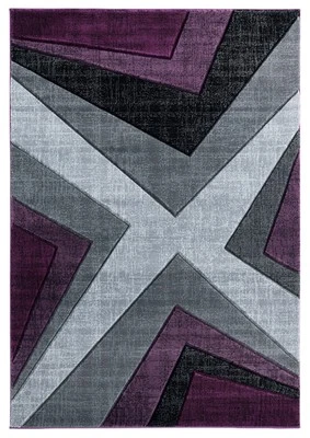 2x7 United Weavers Purple Geometric Blocks Cubes 2050 10082 - Aprx 2' 7" x 7' 4" - Image 1 of 2
