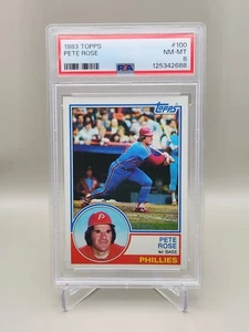 1983 Topps #100 Pete Rose Cincinnati Reds PSA 8 casi nuevo-como nuevo - Imagen 1 de 2