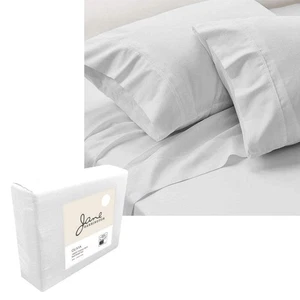 Jane Barrington 1200TC Olivia Cotton Rich Sheet Set 40cm Wall White Queen - Picture 1 of 2