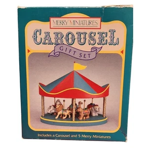 VTG Hallmark Merry Miniatures Carousel Gift Set Sculpture Ornament - Picture 1 of 4
