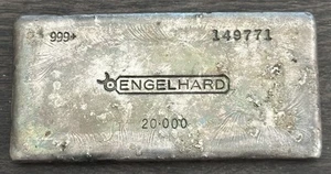 Raro lingotto vecchio 20 oz logo Engelhard Bull vintage lingotto argento tonalità pazza - Foto 1 di 2
