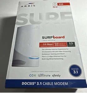 ARRIS S33 SURFboard DOCSIS 3.1 Multi-Gigabit Cable Modem 2.5 Gbps - Picture 1 of 2