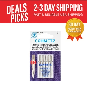 Quick-Start Self-Threading Sewing Needles, Size 12/80, 5/Pack for Convenience - Picture 1 of 2