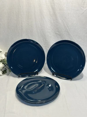 Set Of 3 Ikea Sweden Fargrik Glossy Dark Turquoise Dinner Plates 10 1/2" - Image 1 of 4