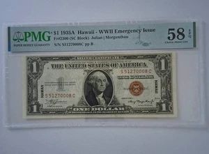 1935-A $1 HAWAII WWII EMERGENCY SILVER CERTIFICATE PMG 58 EPQ Fr 2300 - Picture 1 of 4