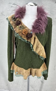 STYLE Top Damen XL grün Art Festival Y2K Spitze Kunstfell Fee - Bild 1 von 16