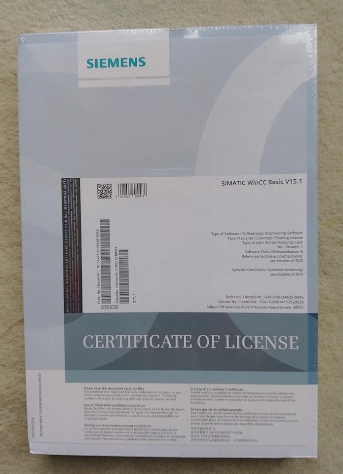 NEU Siemens 6AV2100-0AA05-0AA5 SIMATIC WinCC Basic V15.1, inkl. Lizenz Dongle - Bild 1 von 2
