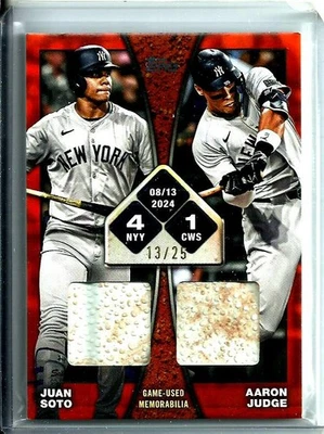 2025 Topps Serie 2 Redondeando las Bases Doble Reliquia Juez/Naranja Soto # d 13/25 Foto 1 de 3