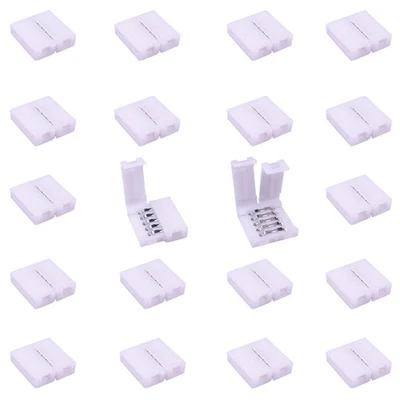 20pcs RGBW LED Strip Connector 5-Pin 10mm Wide for 5050 LED Tape Ribbon Snap ... - Image 1 of 4