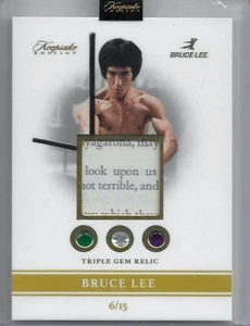 Bruce Lee 2024 Keepsake Edition 50th Anniversary #21 Triple Gem Book Relic /15 - Picture 1 of 2