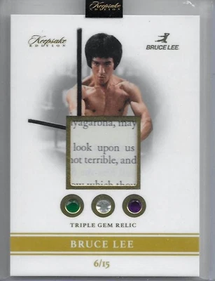 Bruce Lee 2024 Keepsake Edition 50th Anniversary #21 Triple Gem Book Relic /15 - Image 1 of 2