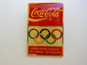 Olympic PIN Vintage 1988 COCA-COLA Worldwide Corporate Sponsor w/ Colorful Rings - Picture 1 of 2