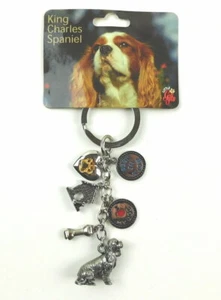 Little Gifts King Charles Spaniel Dog Lover's Metal Keychain with Charms - Picture 1 of 4