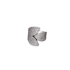 Closed Leaf and Simulated Diamond 14k White Gold Statement Cocktail Ring