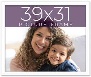 39x31 Frame White Real Wood Picture Frame Width 0.75 inches | Interior Frame Dep - Picture 1 of 9