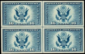 US #771 16c Airpost Farley Imperf Centerline Block of 4 with SUPERB-99 - Picture 1 of 4