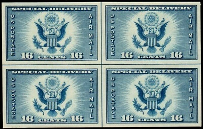 US #771 16c Airpost Farley Imperf Centerline Block of 4 with SUPERB-99 - Image 1 of 4