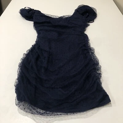 Mini Vestido Windsor Flirty Allure Malla a Lunares Azul Marino Talla L Foto 1 de 3