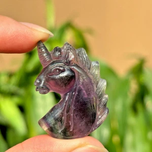 Natural fluorite unicorn skull Carved mini Quartz Crystal Skull pendant Healing - Picture 1 of 10
