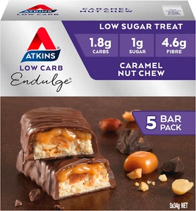 Endulge Caramel Nut Chew Bars | Keto Friendly | 5 X 34G Low Carb Caramel Chocola - Picture 1 of 6