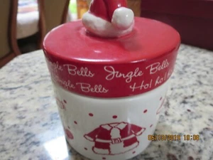 PORTACANDELE A COLONNA IN CERAMICA "JINGLE BELL" CON COPERCHIO--HO HO HO--#R13-3 - Foto 1 di 24