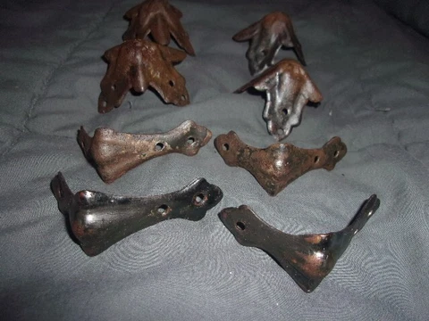 Antique Steamer Trunk parts Hardware Cast Iron Steel Slat Clamps Cover