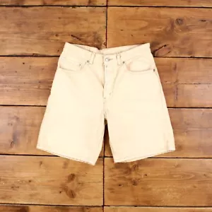 Vintage Levi's Denim Shorts 31 Levis 550 Hemmed Jorts Light Wash Bermuda Beige - Picture 1 of 10