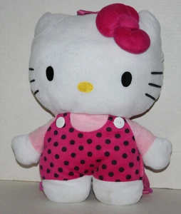 Sanrio HELLO KITTY 16" Inch Plush Backpack Pink Jumper With Black Polka Dots - Picture 1 of 2